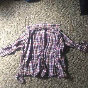 plaid purple button down